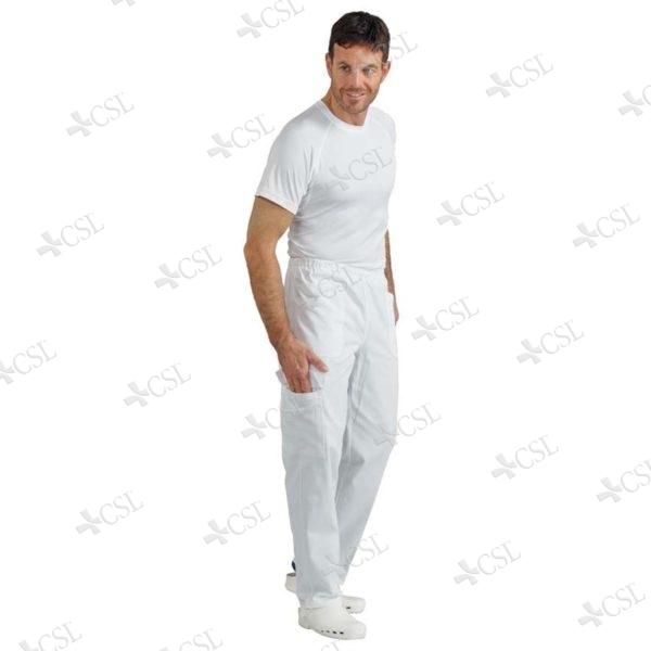 Pantalone unisex bianco tasca laterale