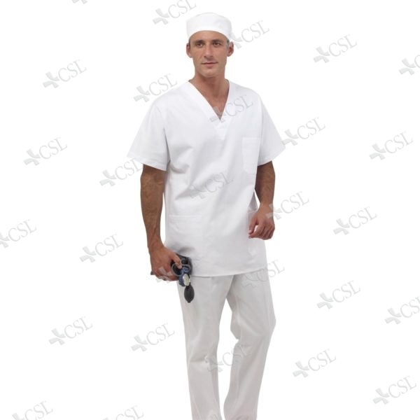 Casacca unisex scollo a V  bianca