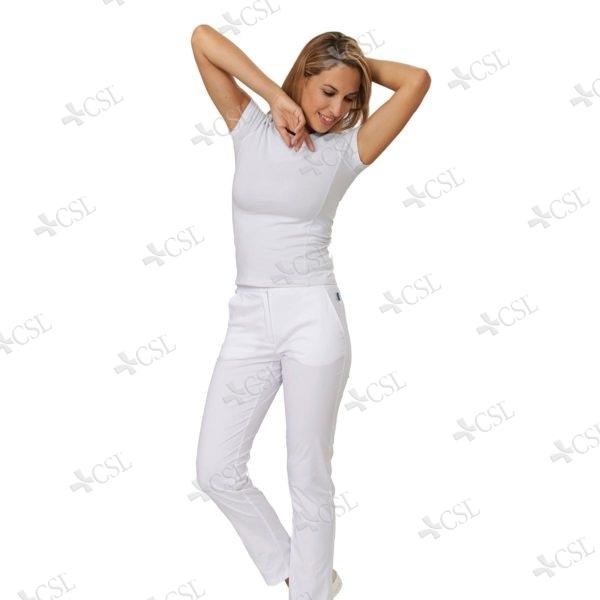 Pantalone donna elasticizzato bianco