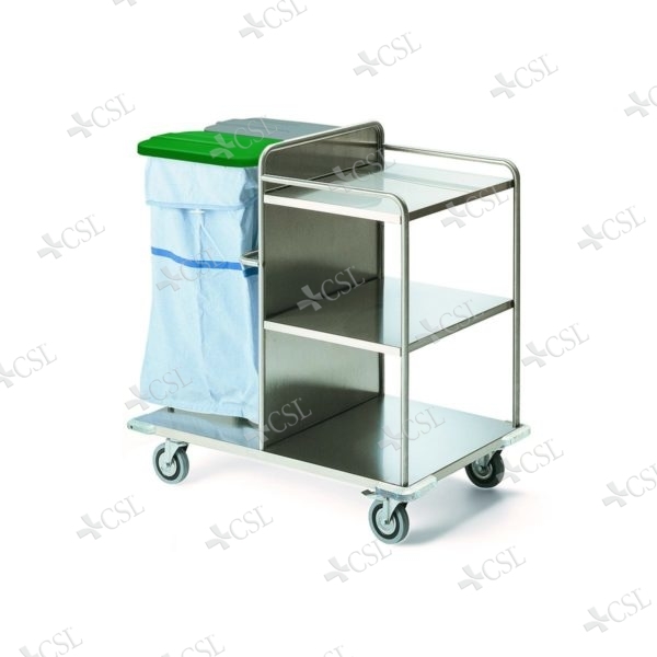 Carrello biancheria 2 sacchi e contenitore aperto acciaio