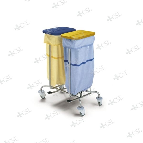 Carrello biancheria 2 sacchi acciaio apertura pedali