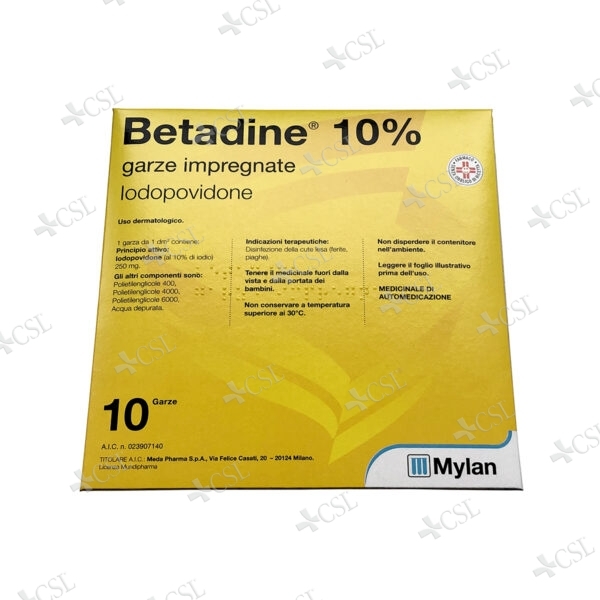 Betadine 10%  compressa garza 10 x 10