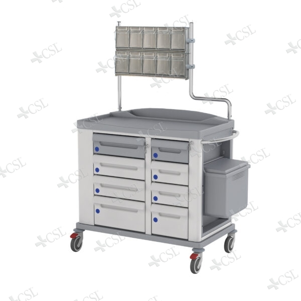 Carrello medicazione SIMPLE WHITE sopralzo - 6 cassetti + 2 grandi