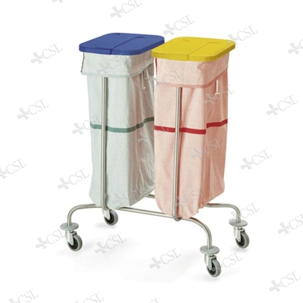 Carrello biancheria 2 sacchi acciaio apertura manuale