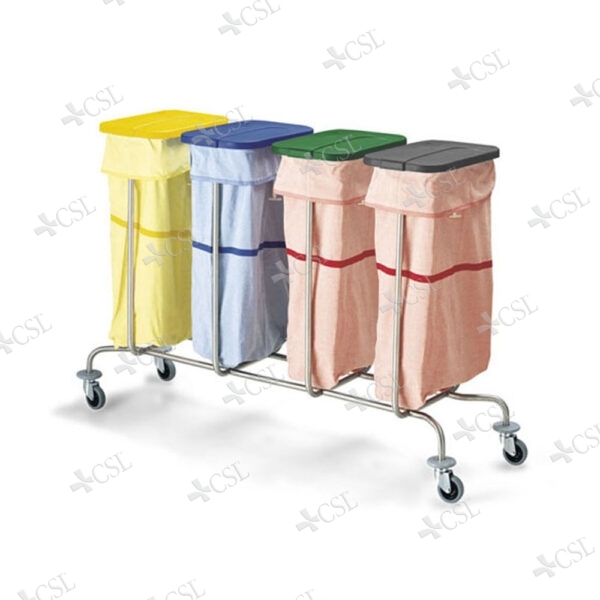 Carrello biancheria acciaio 4 sacchi apertura manuale