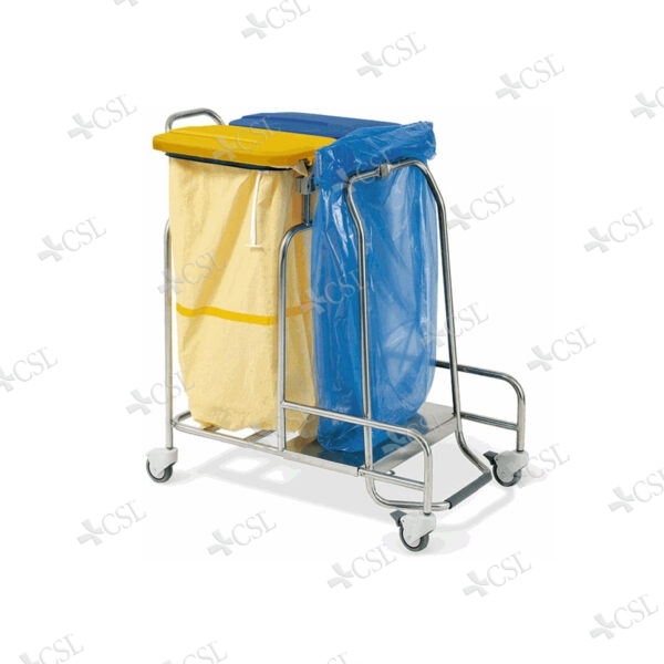 Carrello biancheria acciaio 2 sacchi e rifiuti