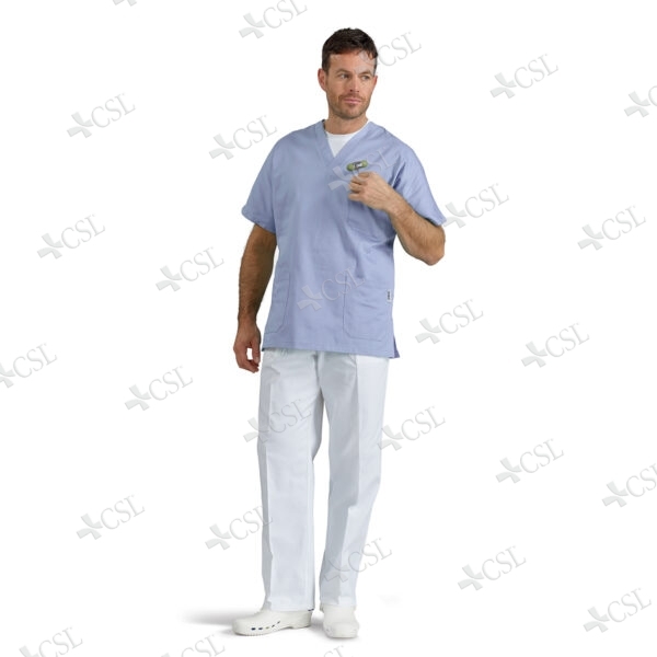 Casacca unisex scollo a V celeste azzurro cielo